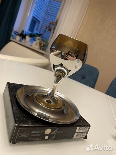 Бокалы с блюдцами zepter принц с золотом