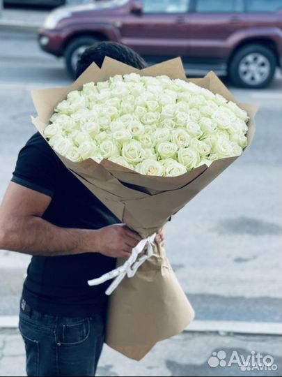 Цветы Розы белые 101 Букеты с доставкой заказать