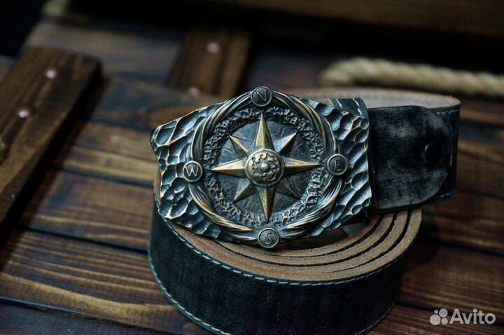 Ремень мужской с пряжкой Роза ветров