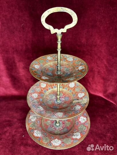 Этажерка фруктовница конфетница латунь индия СССР