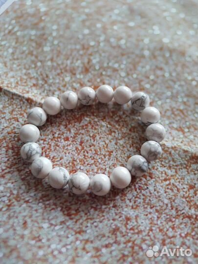Браслет белый агат натуральные камни