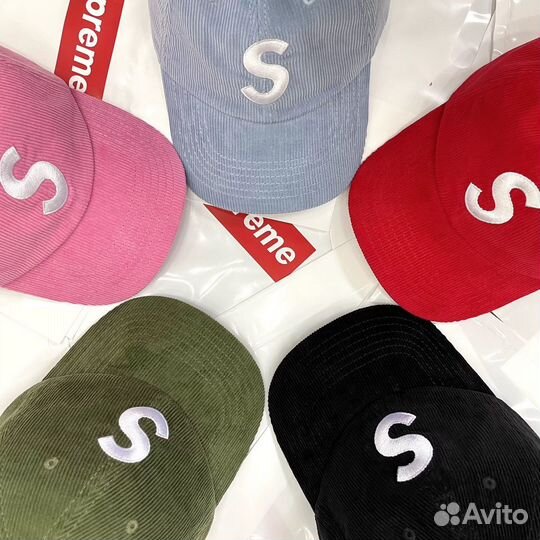 Кепка Supreme Fine Wale corduroy logo velvet