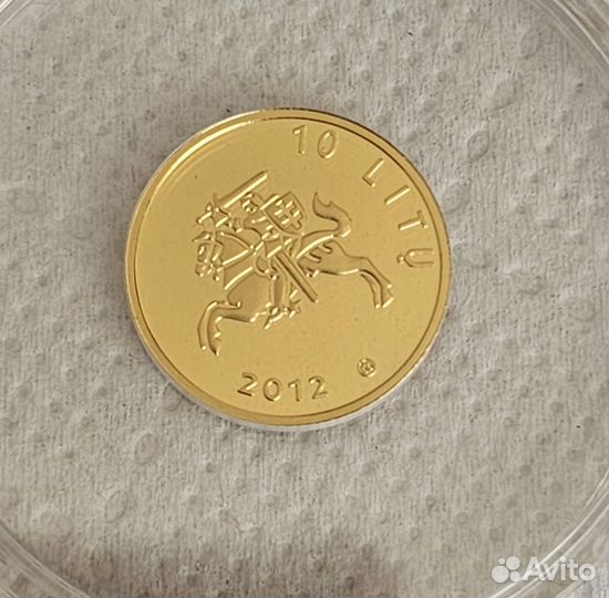Монета. 10 лит. Литовская наука. Золото. 2012. 999