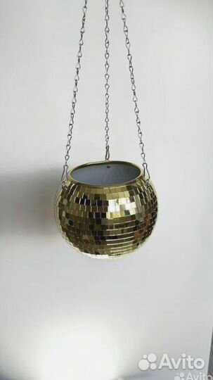 Кашпо из диско шара / кашпо из зеркальной мозаики