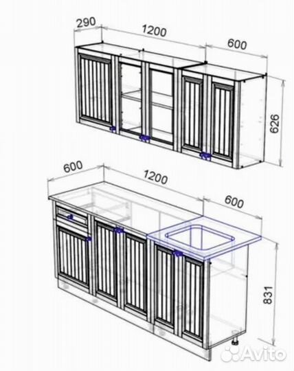 Кухня Хозяюшка Белый гладкий/Дуб вотан 1,8 м