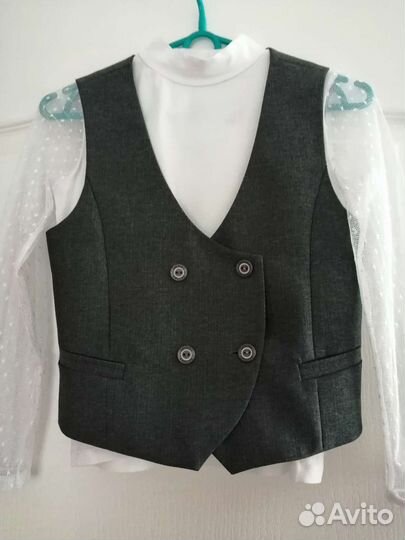 Жилетка школьная серая для девочки р. 128-134