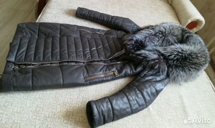 Пуховик кожаный