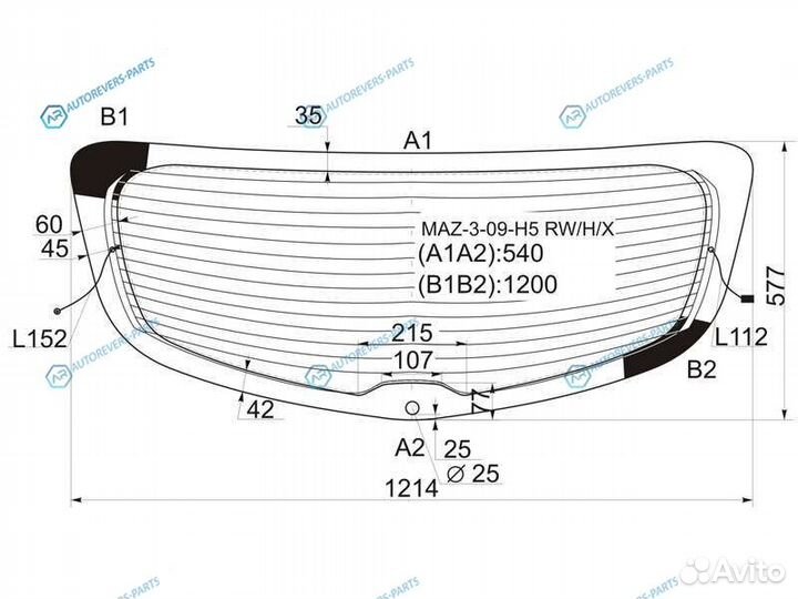 MAZ-3-09-H5 rwhx Стекло заднее с обогревом mazda 3