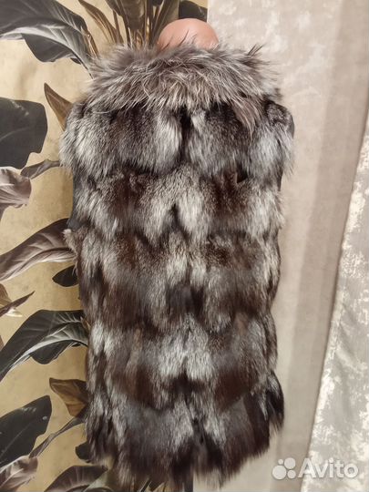 Жилетка чернобурка 48