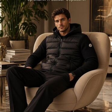 Кардиган Moncler мужской черный LUX качество