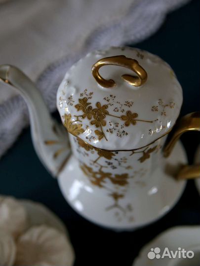 Антикварный кофейный сервиз, лиможский фарфор