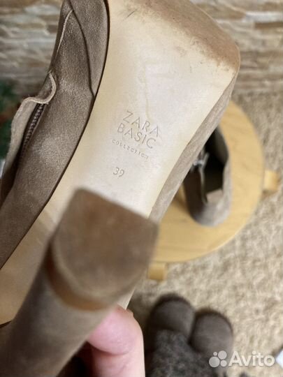 Ботильоны zara 39 размер замша