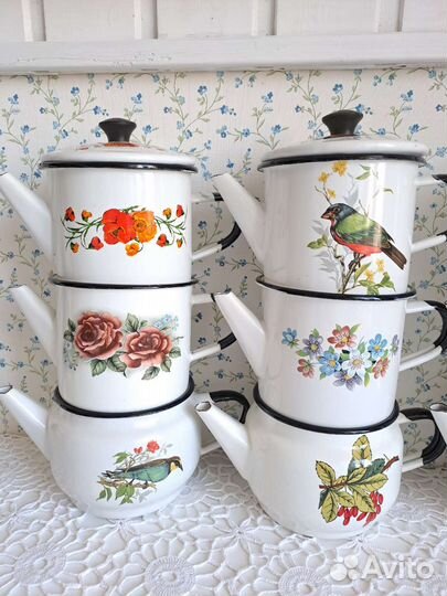 Чайники эмалированные СССР, посуда винтаж