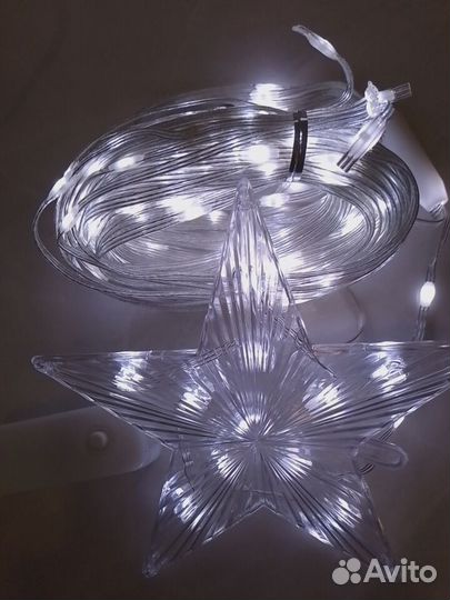 Гирлянда нить роса зеленый провод