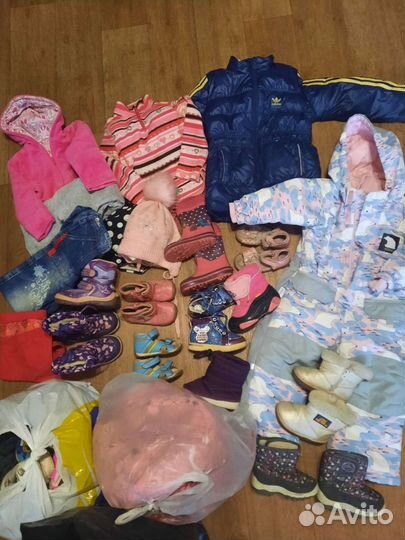 Большой пакет комбезы и обувь на девочку 86-92