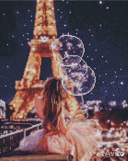 Алмазная мозаика 40x50 Вечер у Эйфелевой башни