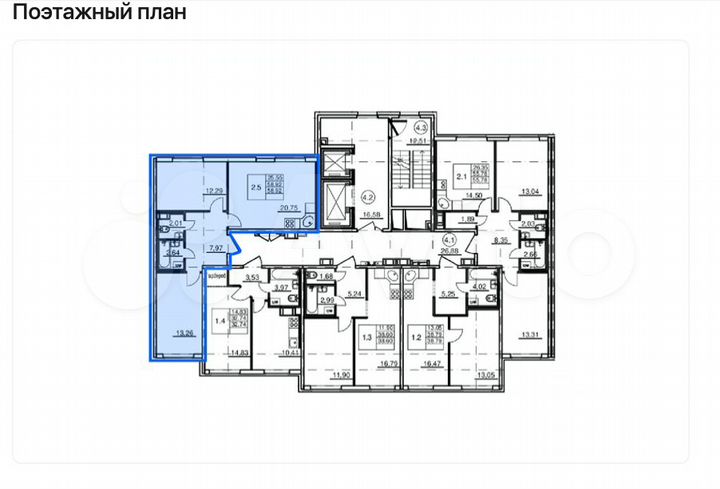 2-к. квартира, 58,9 м², 4/21 эт.