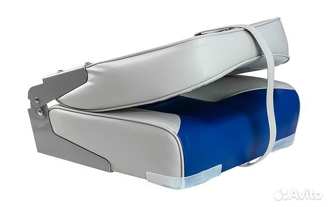 Кресло складное мягкое, обивка винил, серый/синий