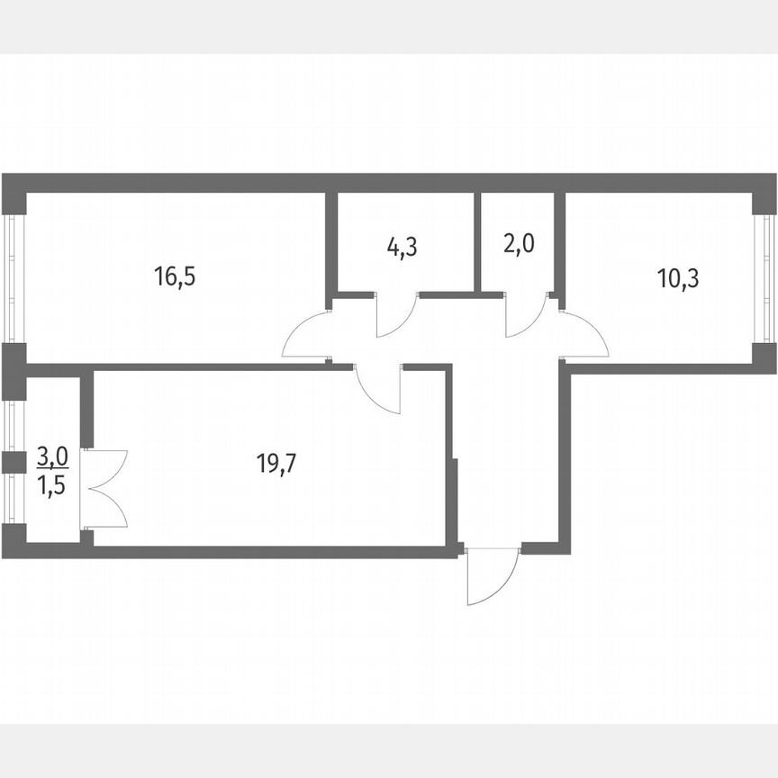 2-к. квартира, 65,4 м², 6/8 эт.