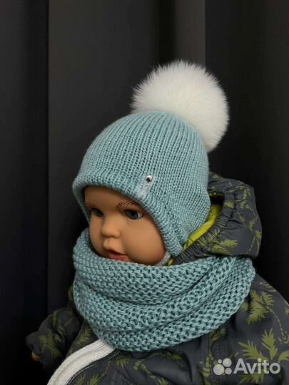 Комплект шапка и снуд зимний