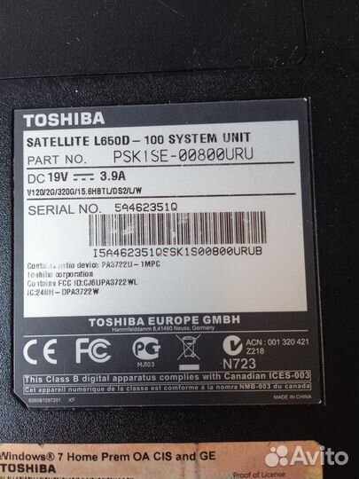 Ноутбук toshiba satellite