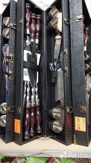 Подарочный набор шампуров в кожаном кейсе