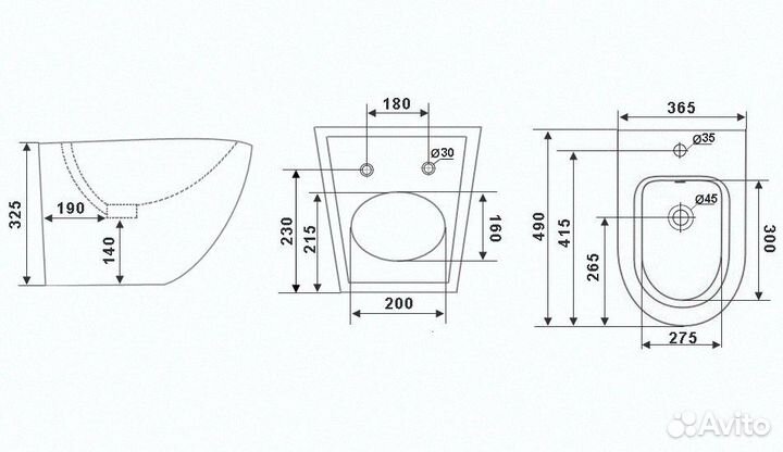 Биде Timo kulo TK-404 MB подвесное черное