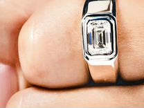 Кольцо (перстень) мужское, бриллиант муассанит 2ct