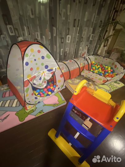 Игровой тоннель с шариками, горкой и качалка