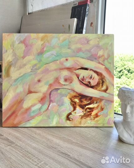 Картина маслом на холсте большая, ню, 50/60 см