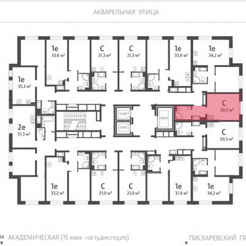 Квартира-студия, 20,1 м², 22/25 эт.