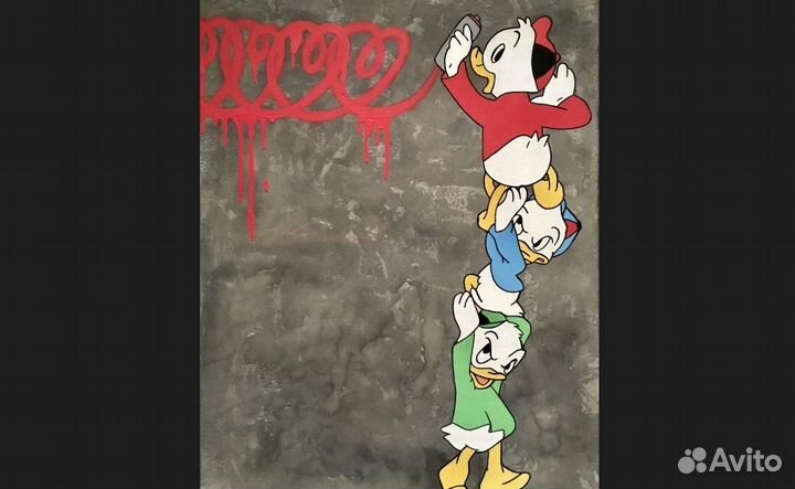 Картина большая акрилом на холсте граффити Дисней