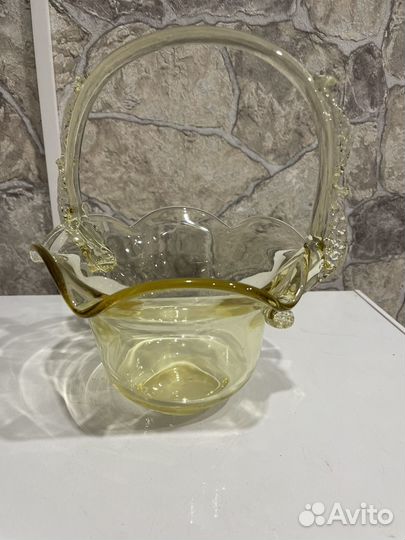 Конфетница цветное стекло винтаж СССР