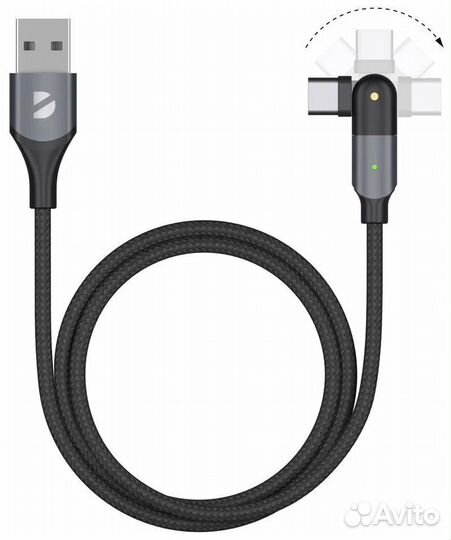 Кабель Deppa Cable Angle USB-A - USB Type-С, черн