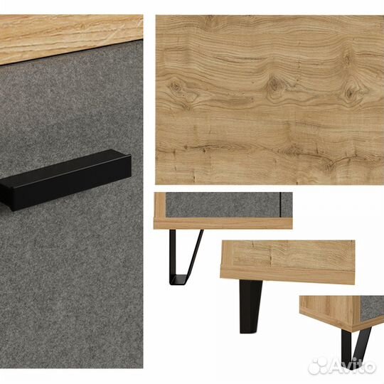 Тумба прикроватная Грейс KOM1S, дуб наварра/графит