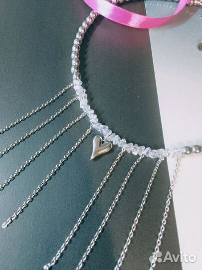 Колье -чокер из гематита в стиле Гранж