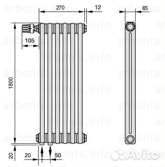 Радиатор Arbonia 2180/6 №69 твв RAL-9016
