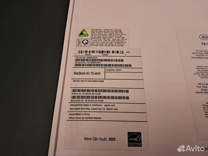 Apple MacBook Air M1 8/256, все хорошо