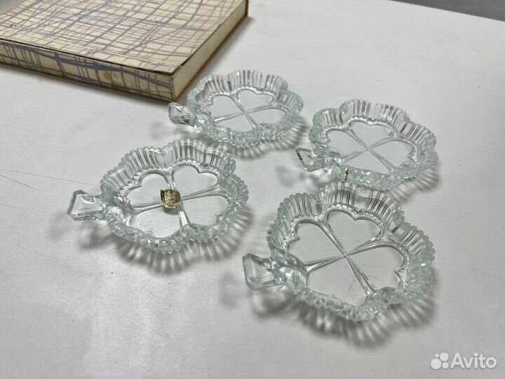 Розетки для варенья СССР Хрусталь Люкс Клевер