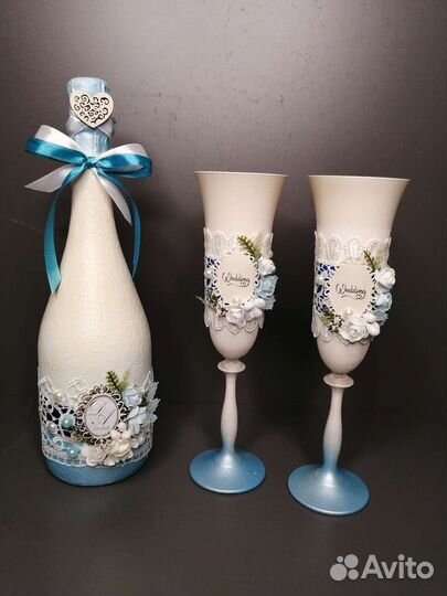 Свадебные бокалы ручной работы