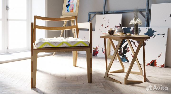 Комплект дизайнерской мебели (Стул + столик)