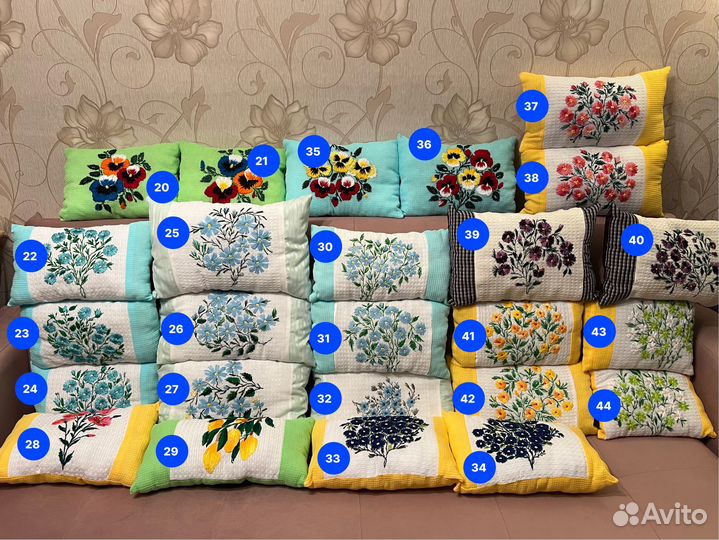 Подушки для интерьера с авторской вышивкой