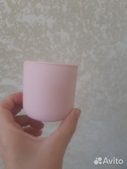 Пакет подарочный, Кашпо керамика 7*7 цвет розовый