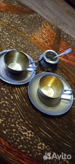 Мельхиоровые чашки с блюдцем