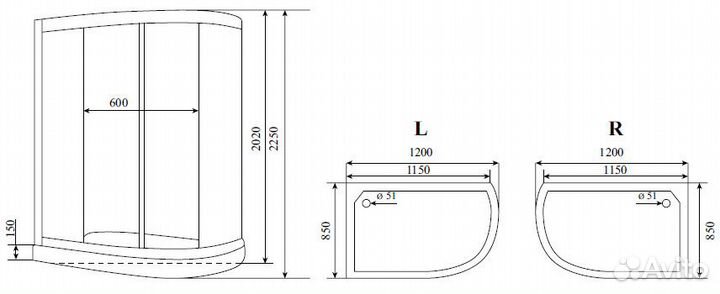 Душевая кабина 120х85х220 Timo Standart T-6602SLF