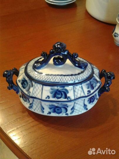 Ваза-конфетница, Сахарница, Гжель, Винтаж