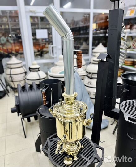 Тульский самовар латунный 7 л