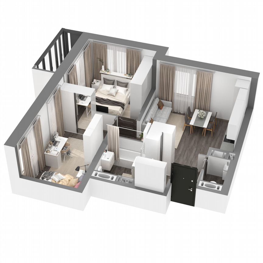 2-к. квартира, 56,3 м², 16/23 эт.