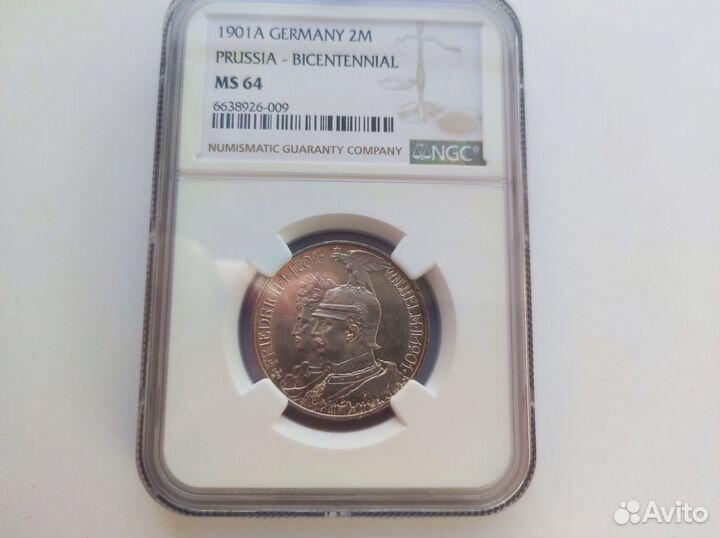 2 Марки 1901 А Пруссия NGC MS 64