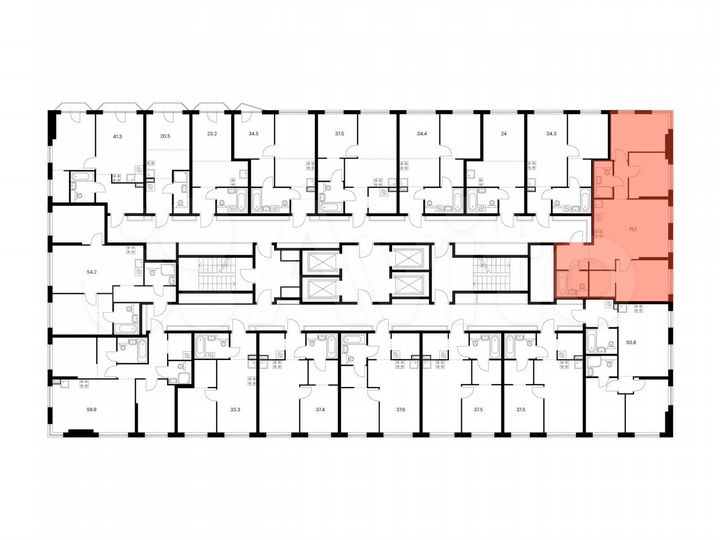 3-к. квартира, 71,1 м², 7/30 эт.